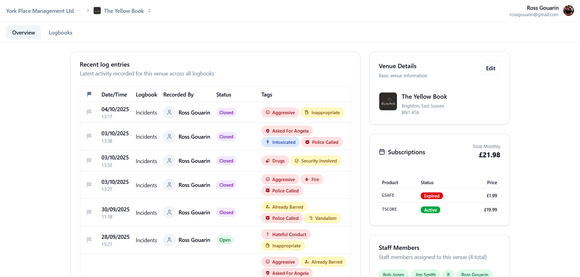 Dashboard screenshot
